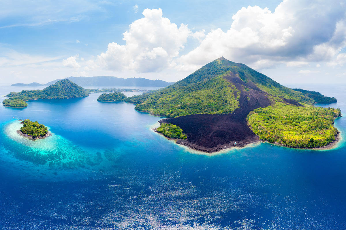 Aerial of Banda Islands in Indonesia