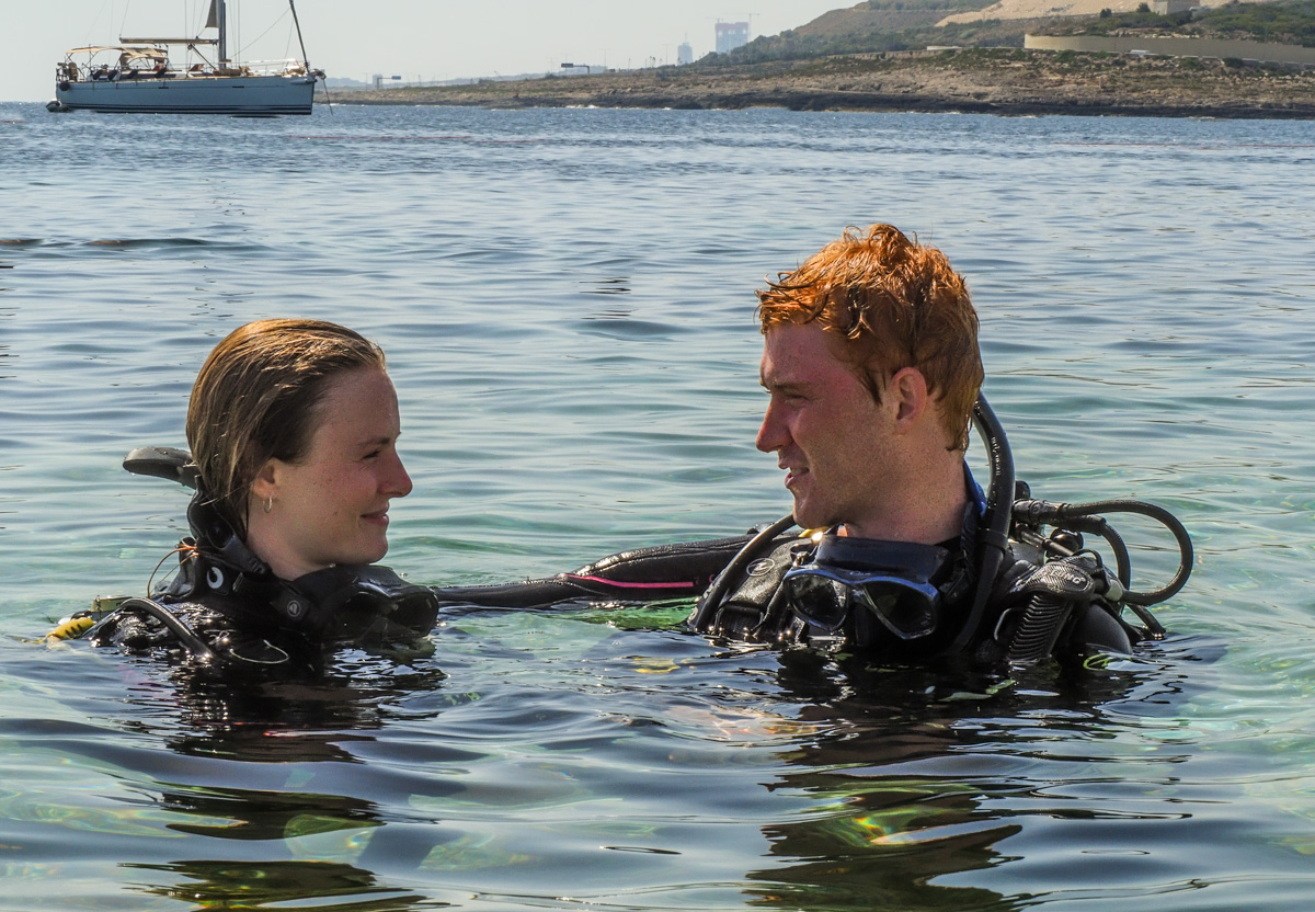 Divers in the water in Malta