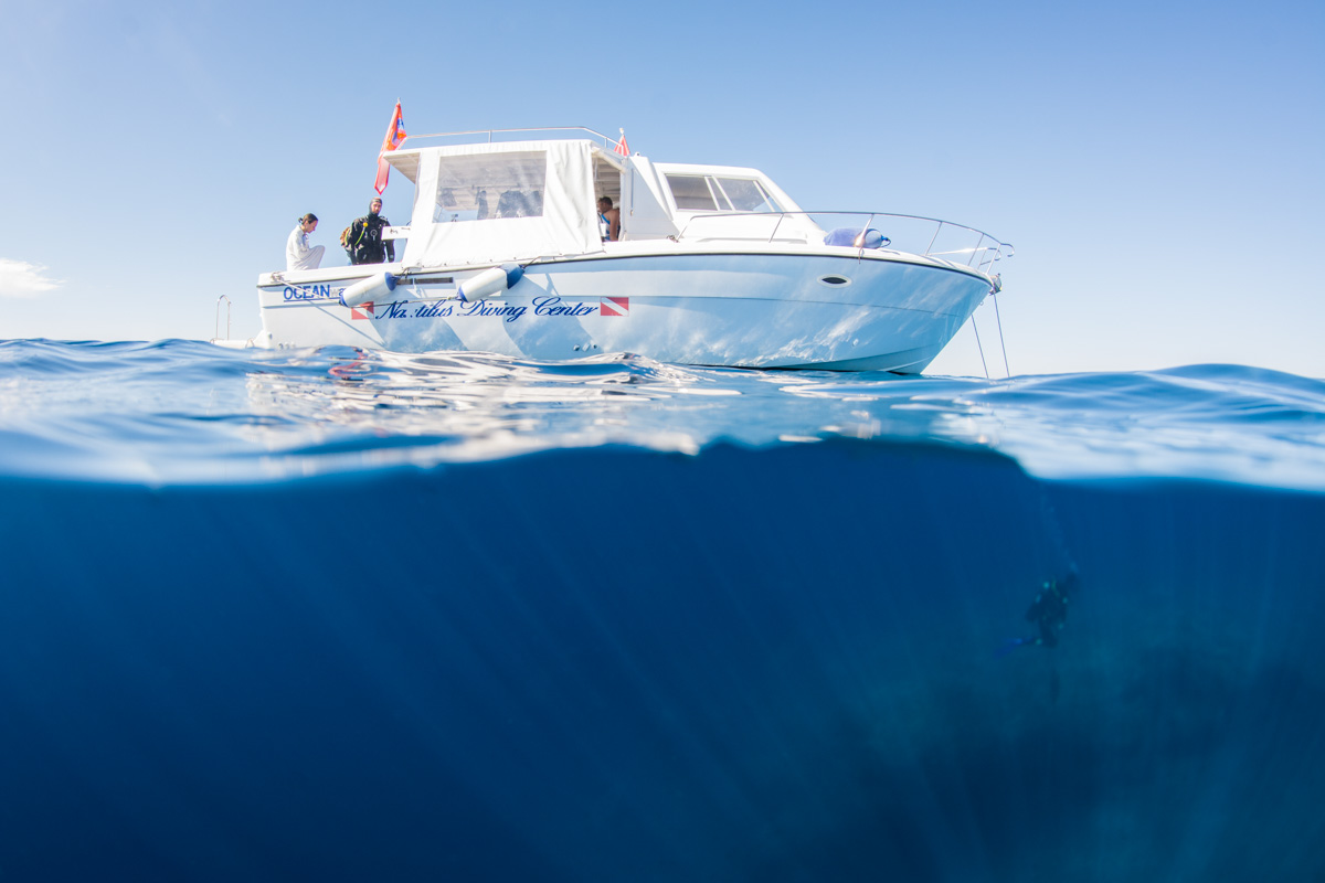 Dive boat in Sardinia