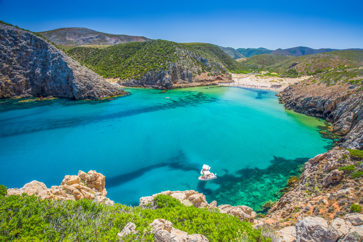 Cala Domestica beach in Sardinia, Italy