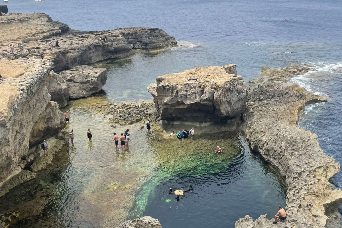 Looking down to Blue Hole in Gozo. Image by Jo Charter