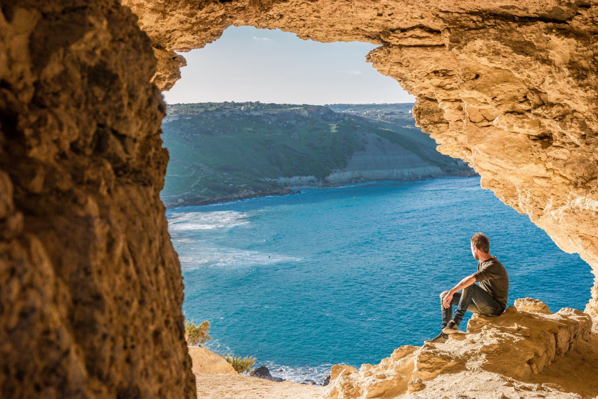 Ramla Bay inside Tal Mixta Cave