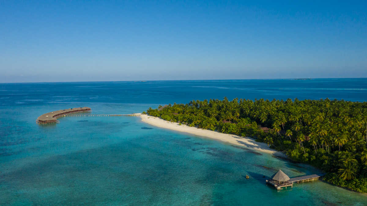 Aerial of Filitheyo Resort in the Maldives