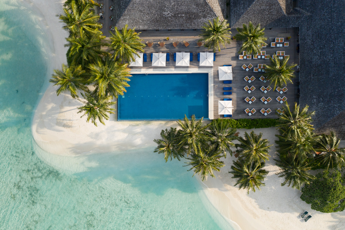 Aerial of Vilamendhoo Resort in the Maldives