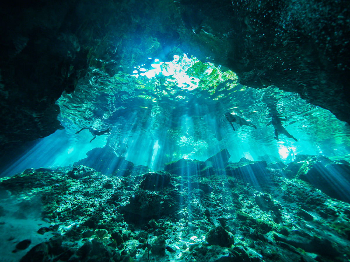 Snorkeller in the Cenotes, Mexico