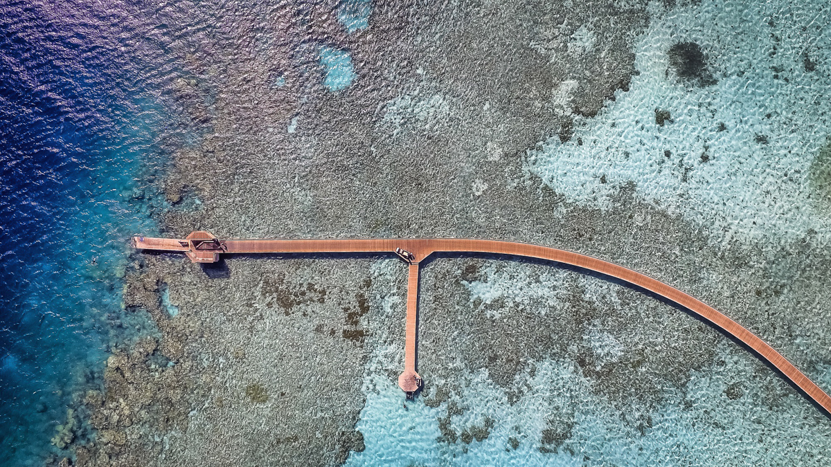 Aerial of the jetty at Breaker's at Soma Bay, Egypt