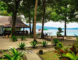 Garden at Spice Island Divers Resort in Ambon, Indonesia
