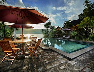 Infinity pool at Solitude Lembeh Resort in Indonesia