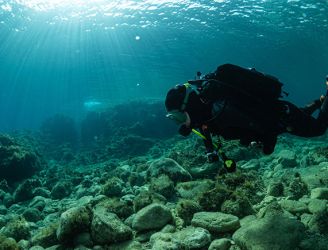 Divers underwater in Gozo. Image by Jo Charter