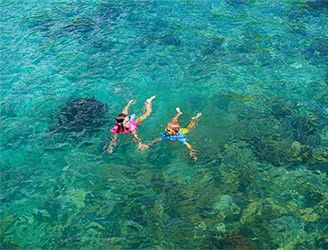 Kids swimming in the sea