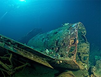 Zero wreck in Truk Lagoon, Micronesia