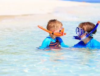 Mother and son snorkelling