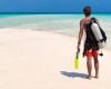 Guy shore diving in the Maldives