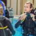 Male instructor teaching dive students in a pool in Egypt