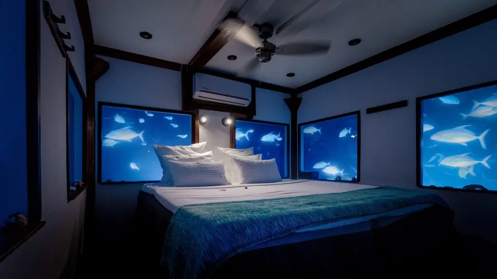 Inside the Underwater Room at Manta Resort, Tanzania