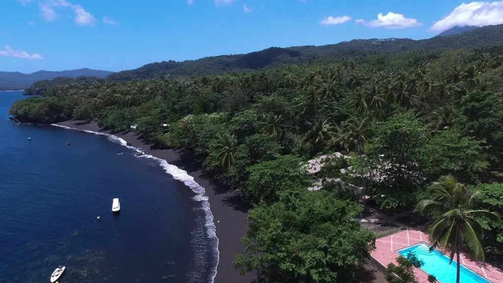 Aerial of Dive into Lembeh in Indonesia