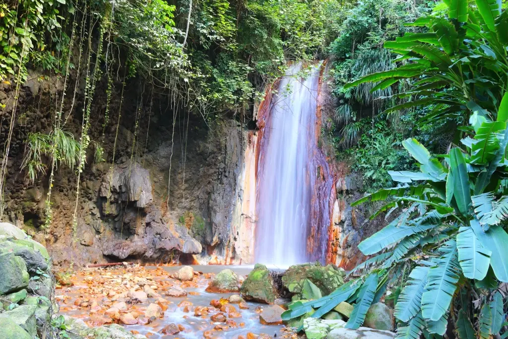 Diamond waterfall in St Lucia, the Caribbean