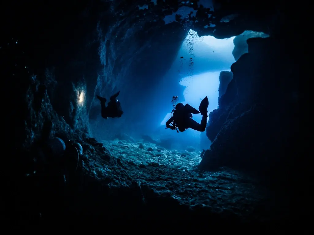 Cave divers in Malta