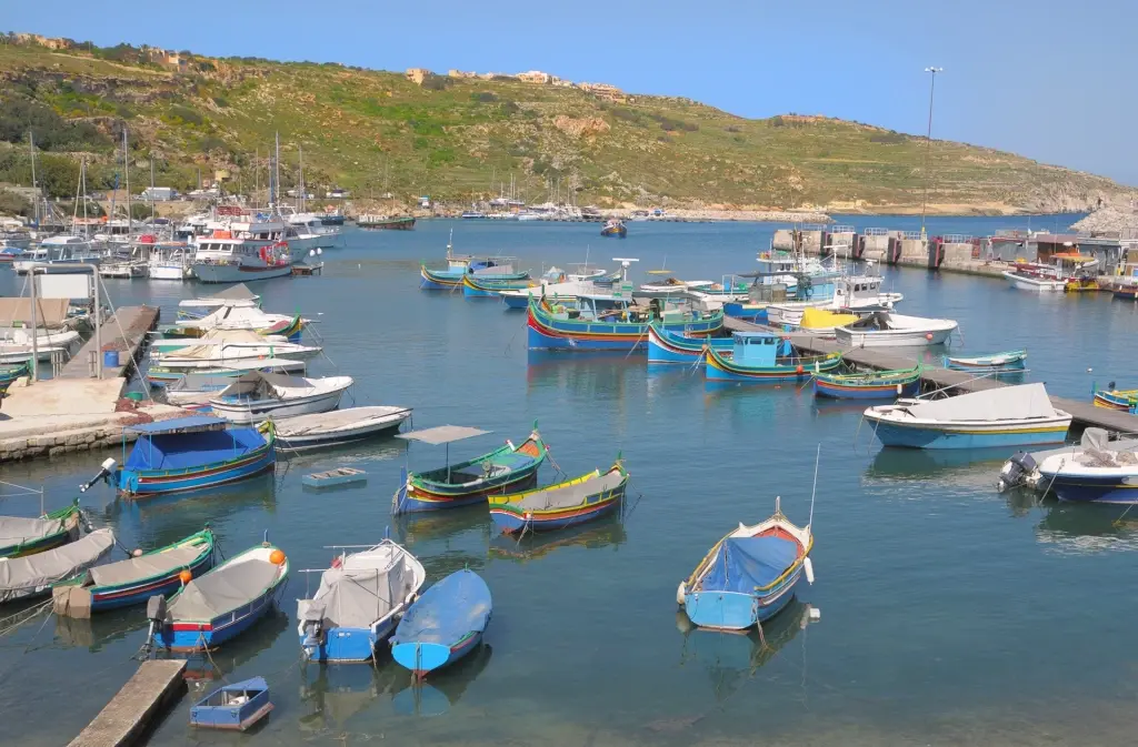 Fisherman boats on Mgarr Port in Gozo