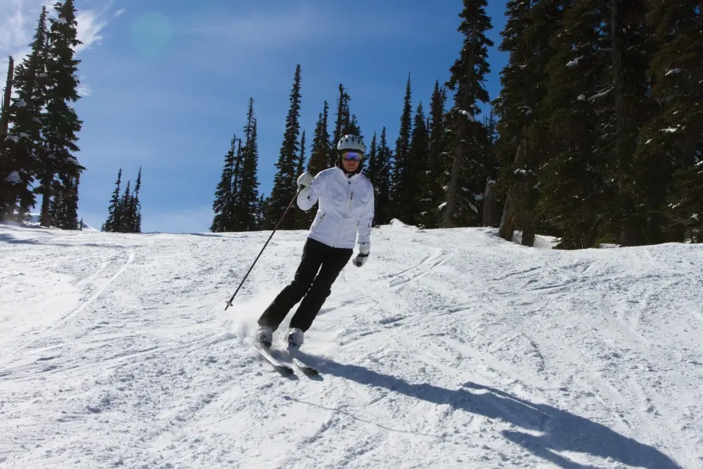 Woman skiing in Europe
