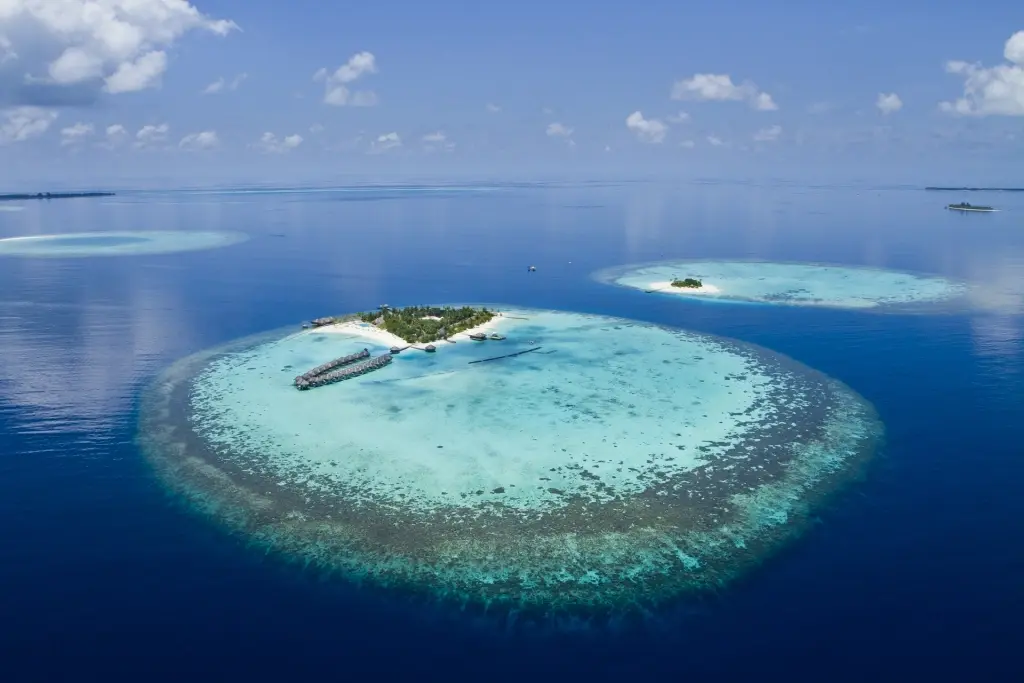 Aerial shot of island in the Maldives