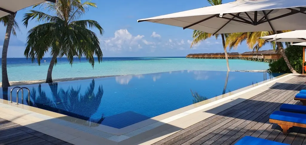 Swimming pool at Vilamendhoo Resort in the Maldives.