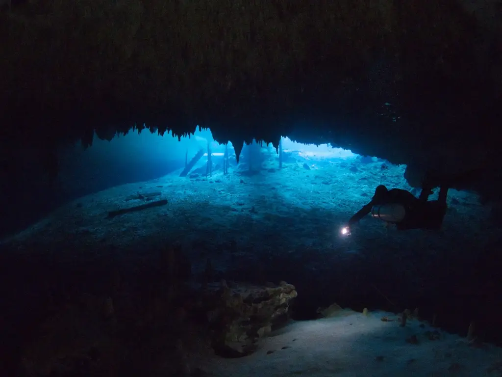 Diver & Dream Gate cenote in Riviera Maya, Mexico