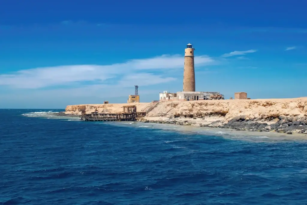 Lighthouse on Big Brother Island in Egypt, the Red Sea