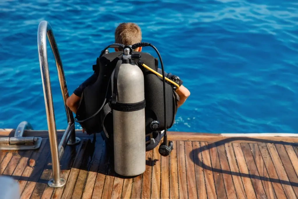 Diver on the side of a boat