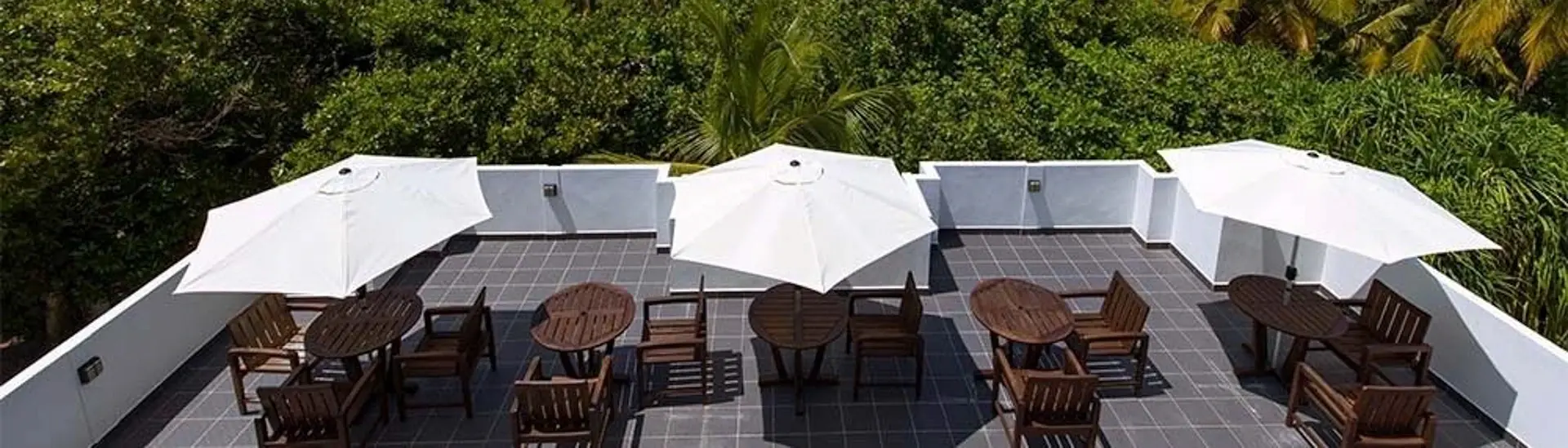 Rooftop & view to sea from Boutique Beach Resort in the Maldives