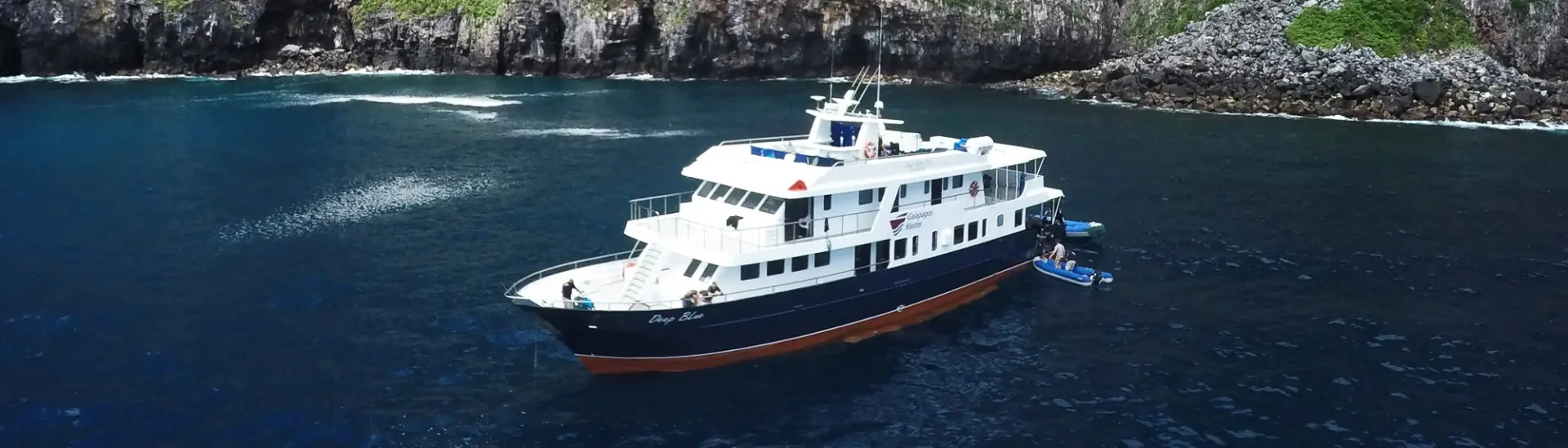Aerial of Galapagos Master liveaboard