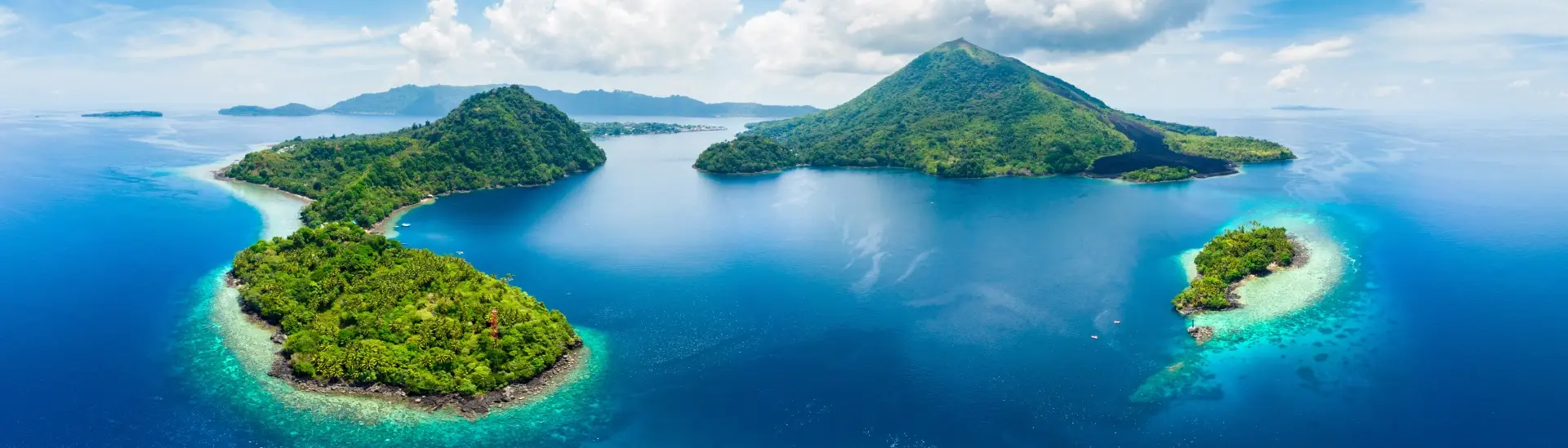 Aerial of an island in Maluku, in the Banda Sea, Indonesia
