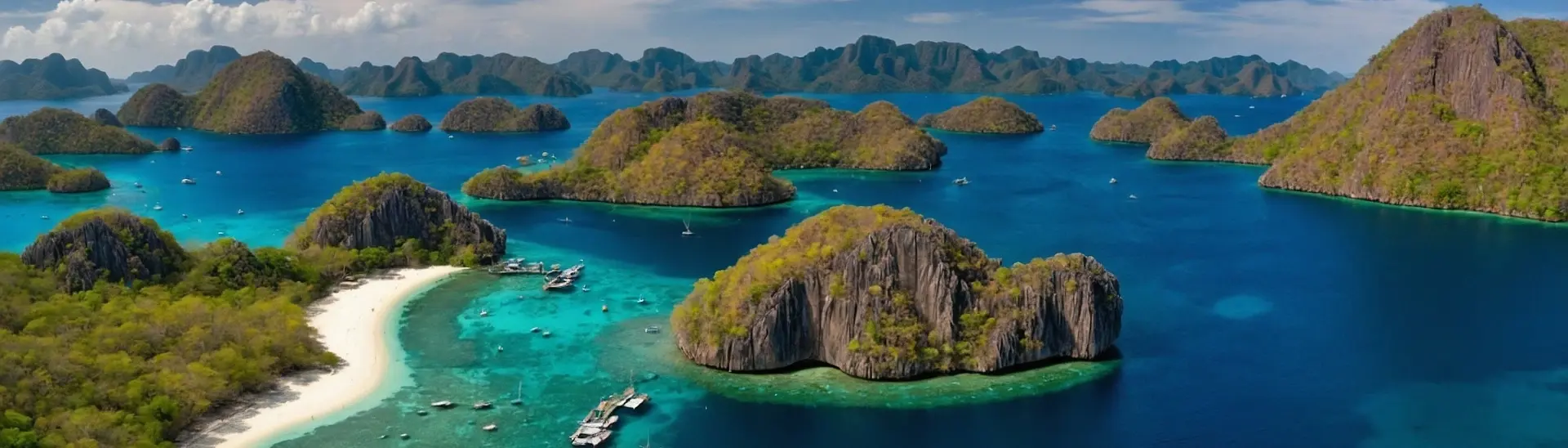 Aerial of karst landscape in Coron, the Philippines