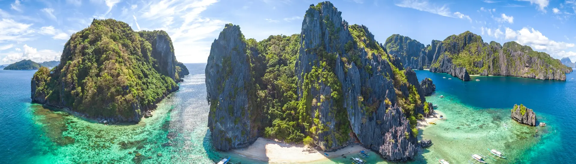 Aerial of a beach in Palawan, Coron, the Philippines
