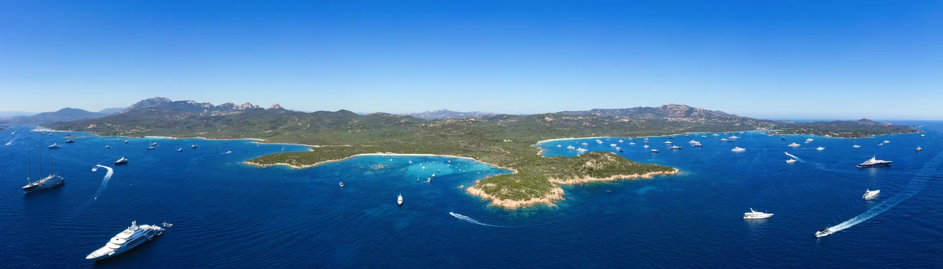 Panorama of Emerald Coast in Sardinia, Italy