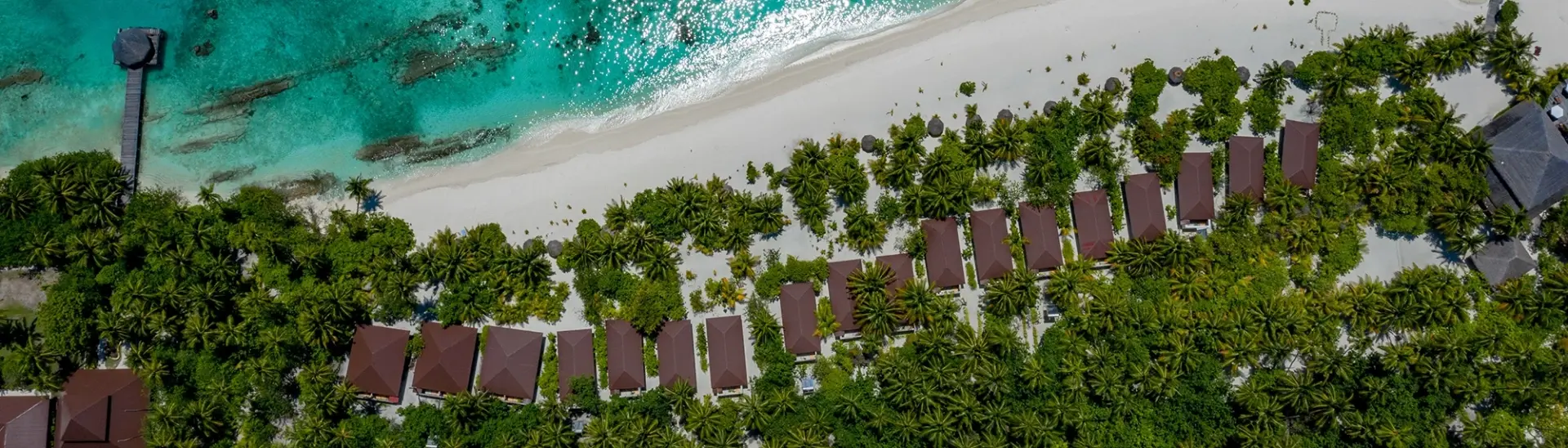 Aerial of Filitheyo Island Resort in the Maldives