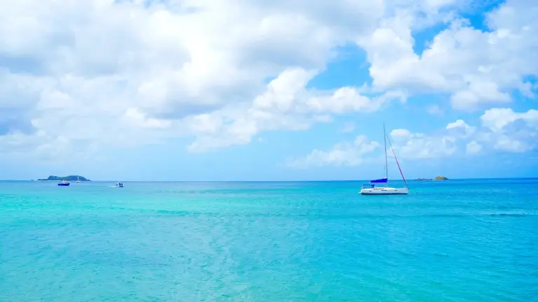 Boat out at sea on the Caribbean island of Carriacou