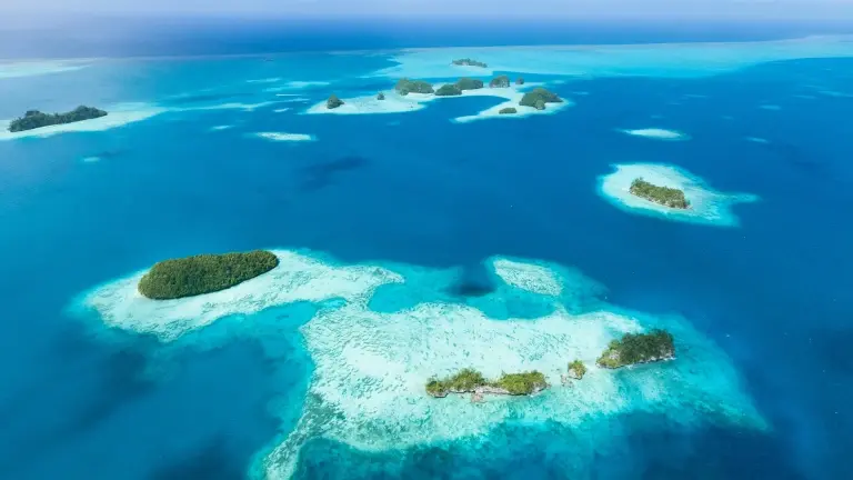 Aerial of Seventy Islands in Palau