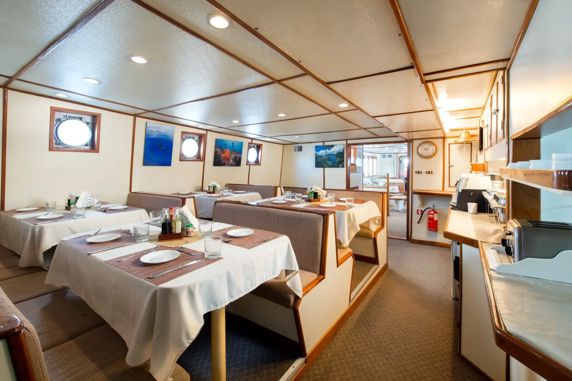 The dining area on Sea Hunter.