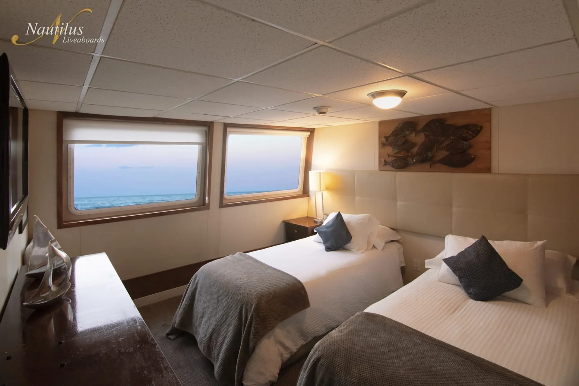 Twin cabin on board Nautilus Explorer liveaboard in Mexico
