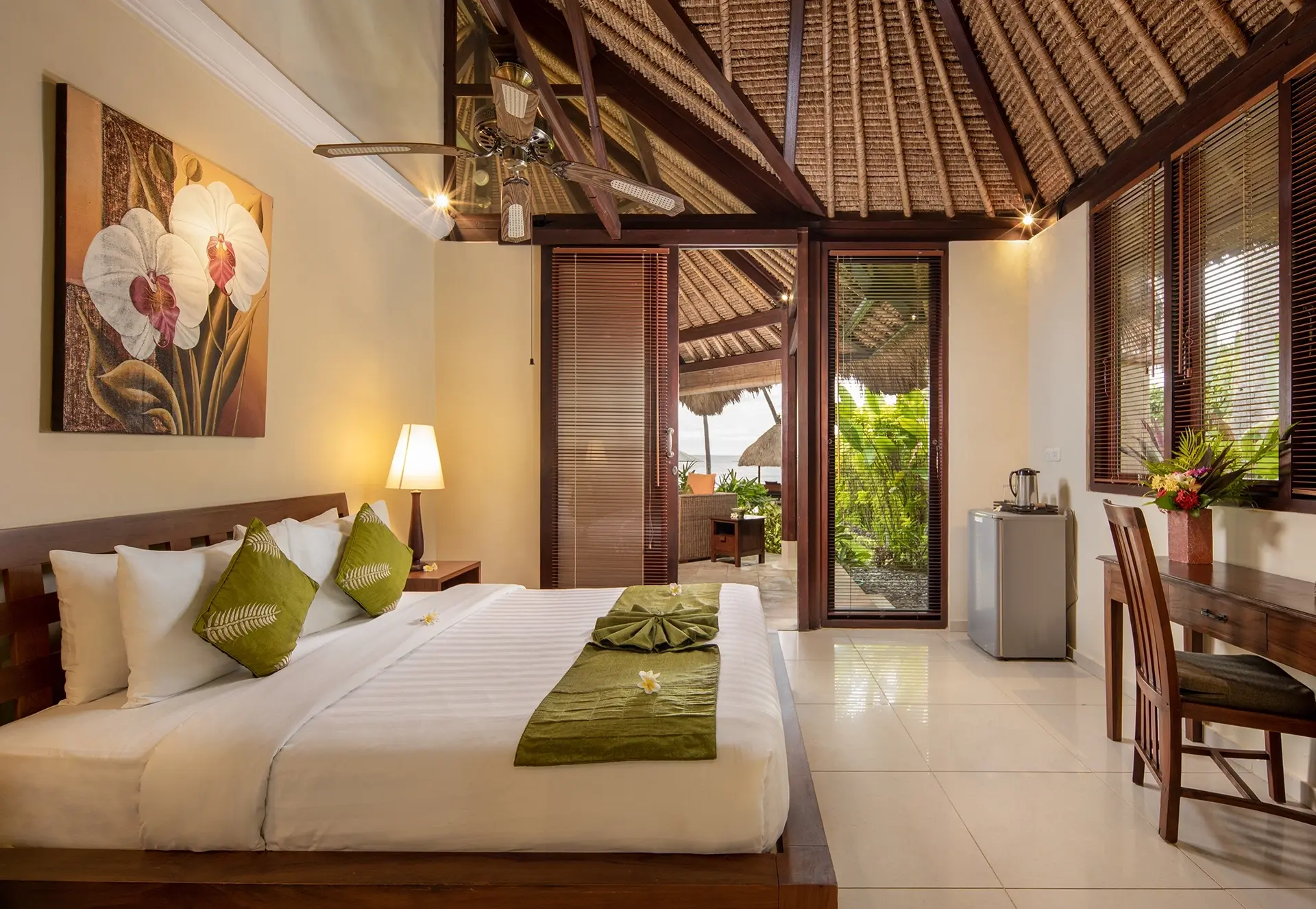 Double bedroom at Alam Anda Ocean Front Resort & Spa in Bali, Indonesia