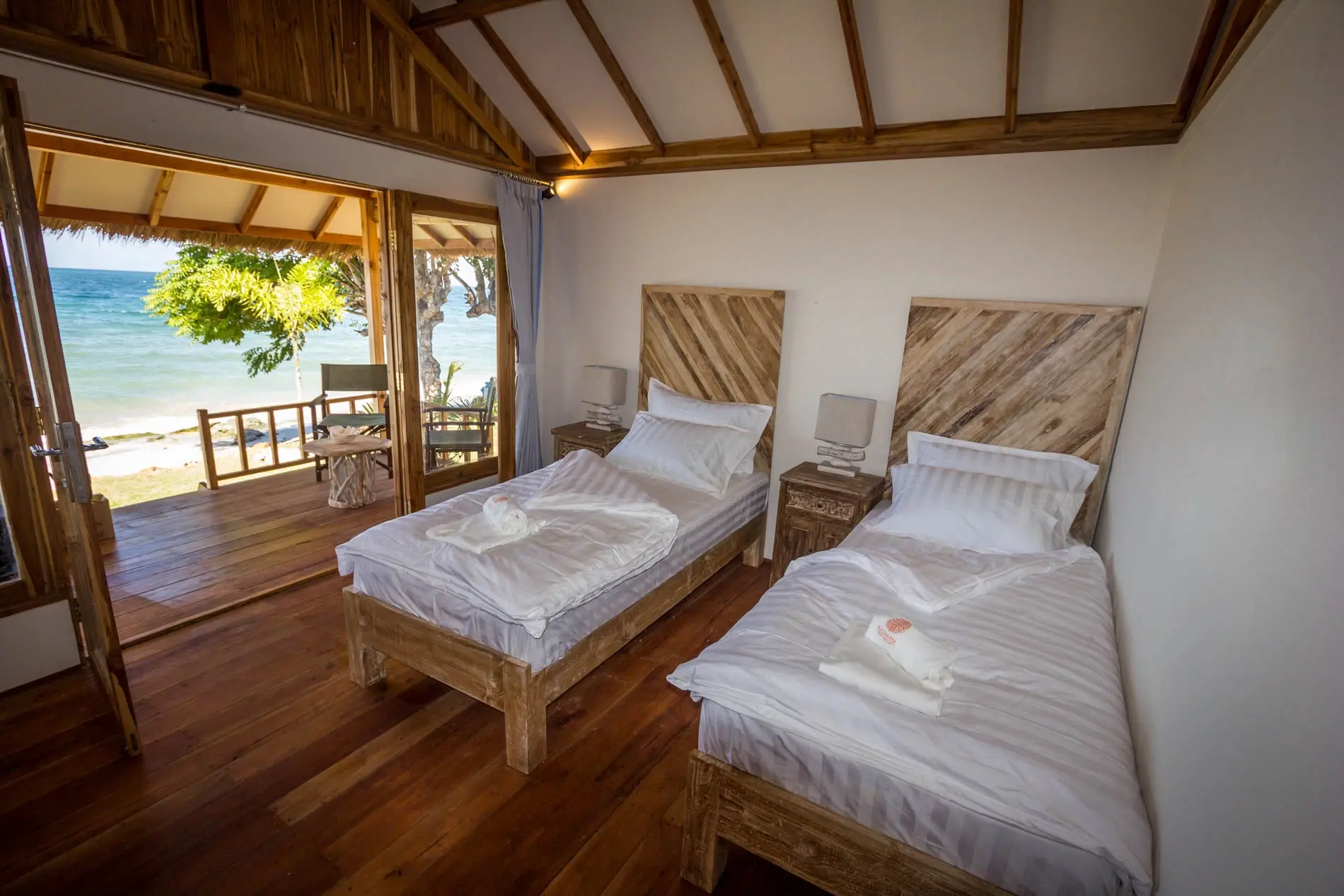 Twin bedroom at Kalimaya Dive Resort in Komodo National Park, Indonesia