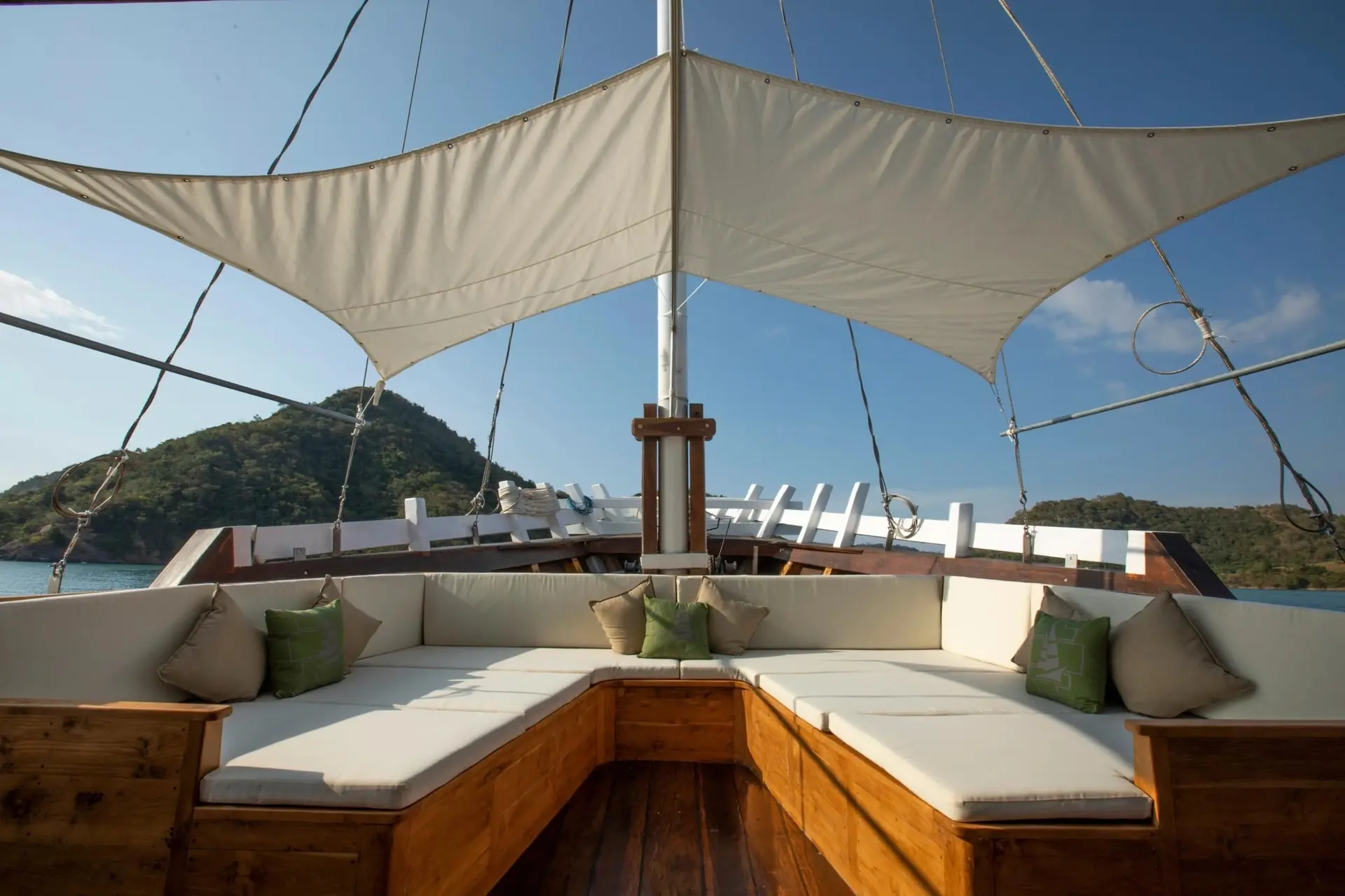 Outdoor bow lounge on Indo Master Liveaboard, Indonesia