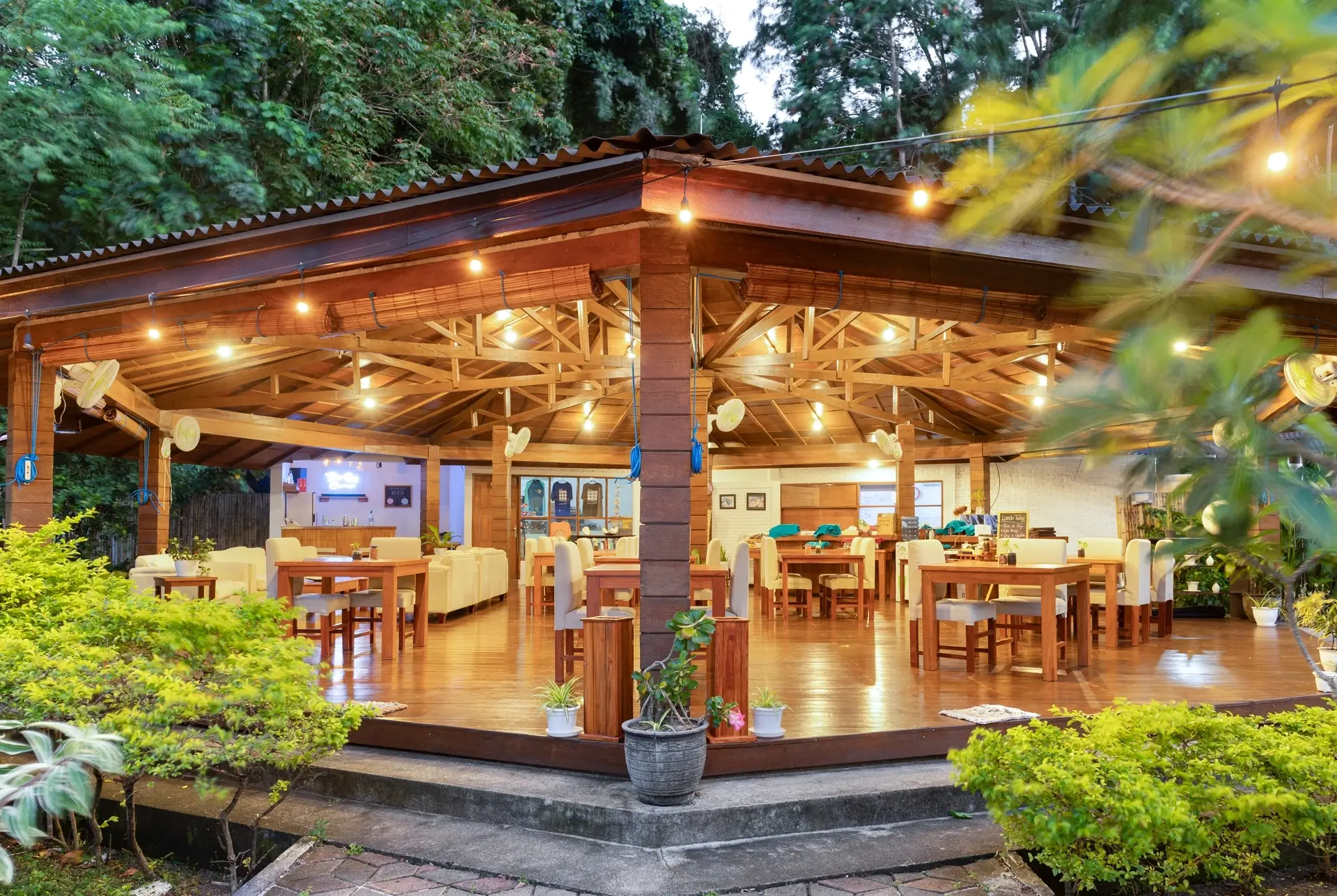 Restaurant at White Sands Beach Resort in Lembeh, Indonesia