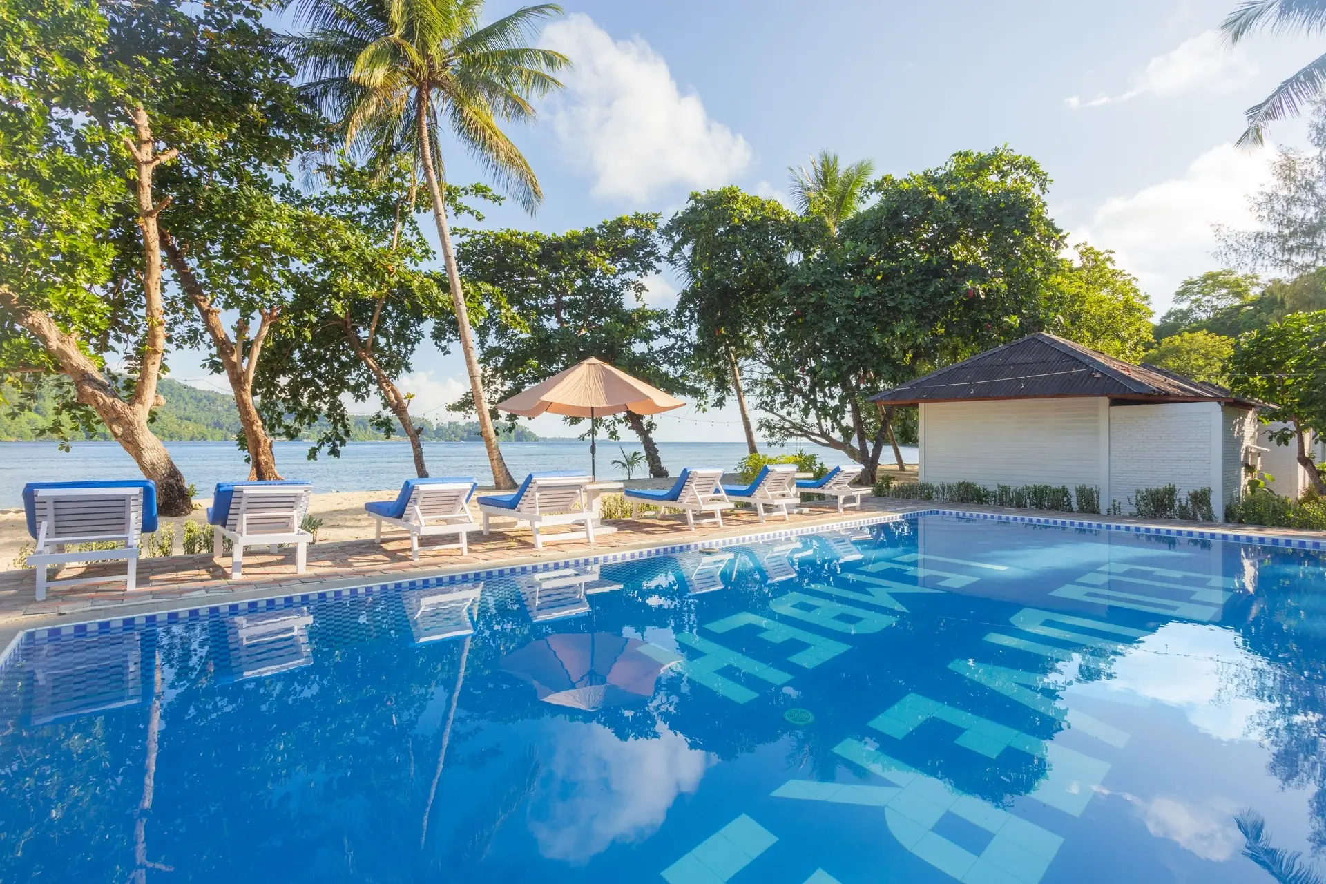 Swimming pool at White Sands Beach Resort in Lembeh, Indonesia