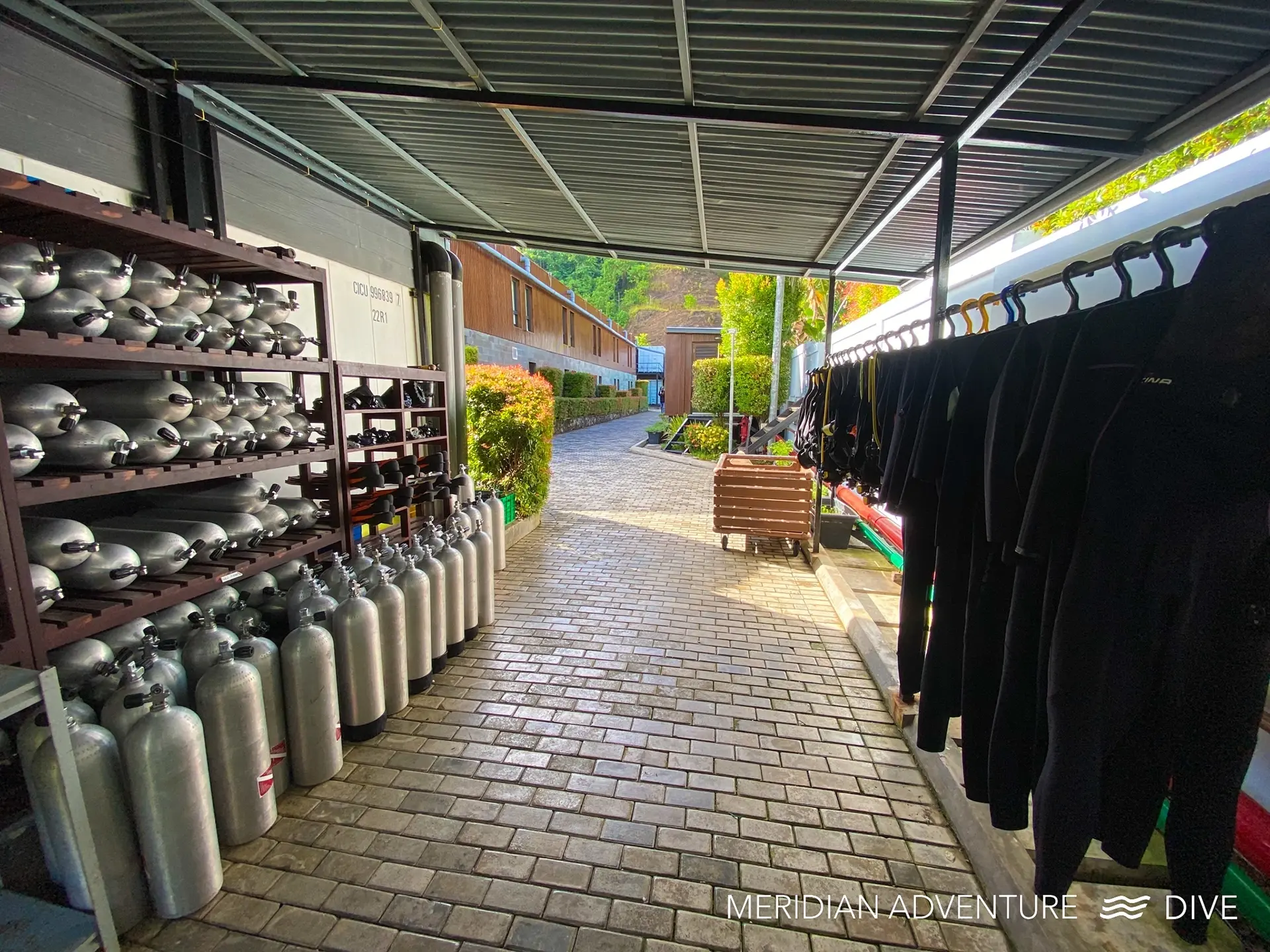 Dive centre equipment at Meridian Adventure Dive Resort in Indonesia