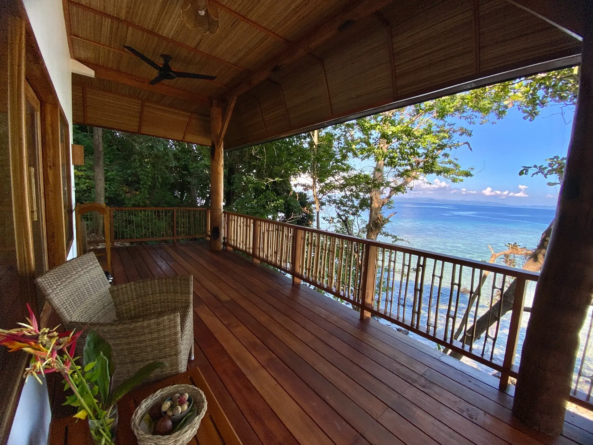 Premium oceanfront cottage balcony at Murex Bangka Resort in Indonesia