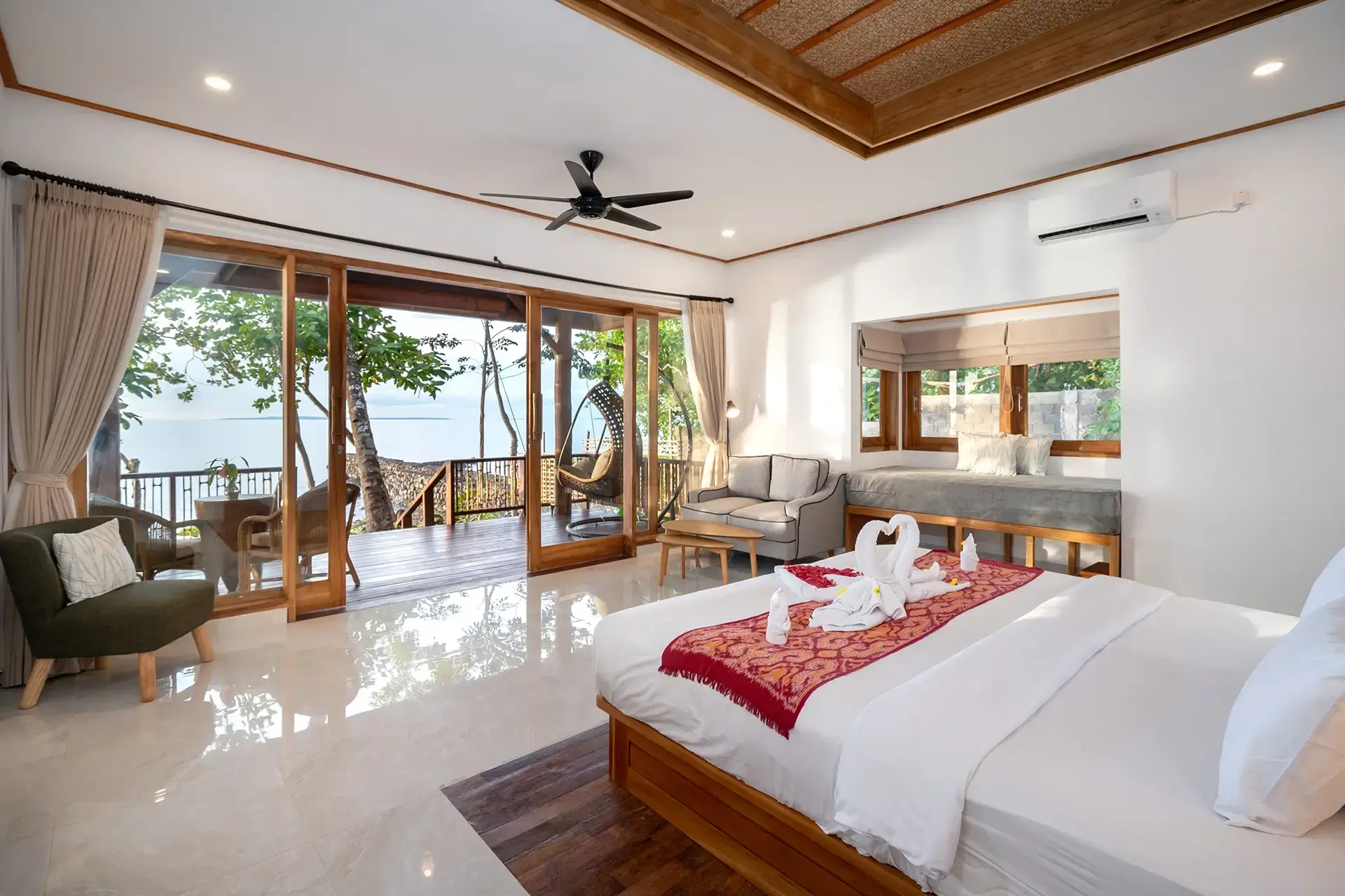 Oceanfront villa bedroom at Murex Manado in Indonesia