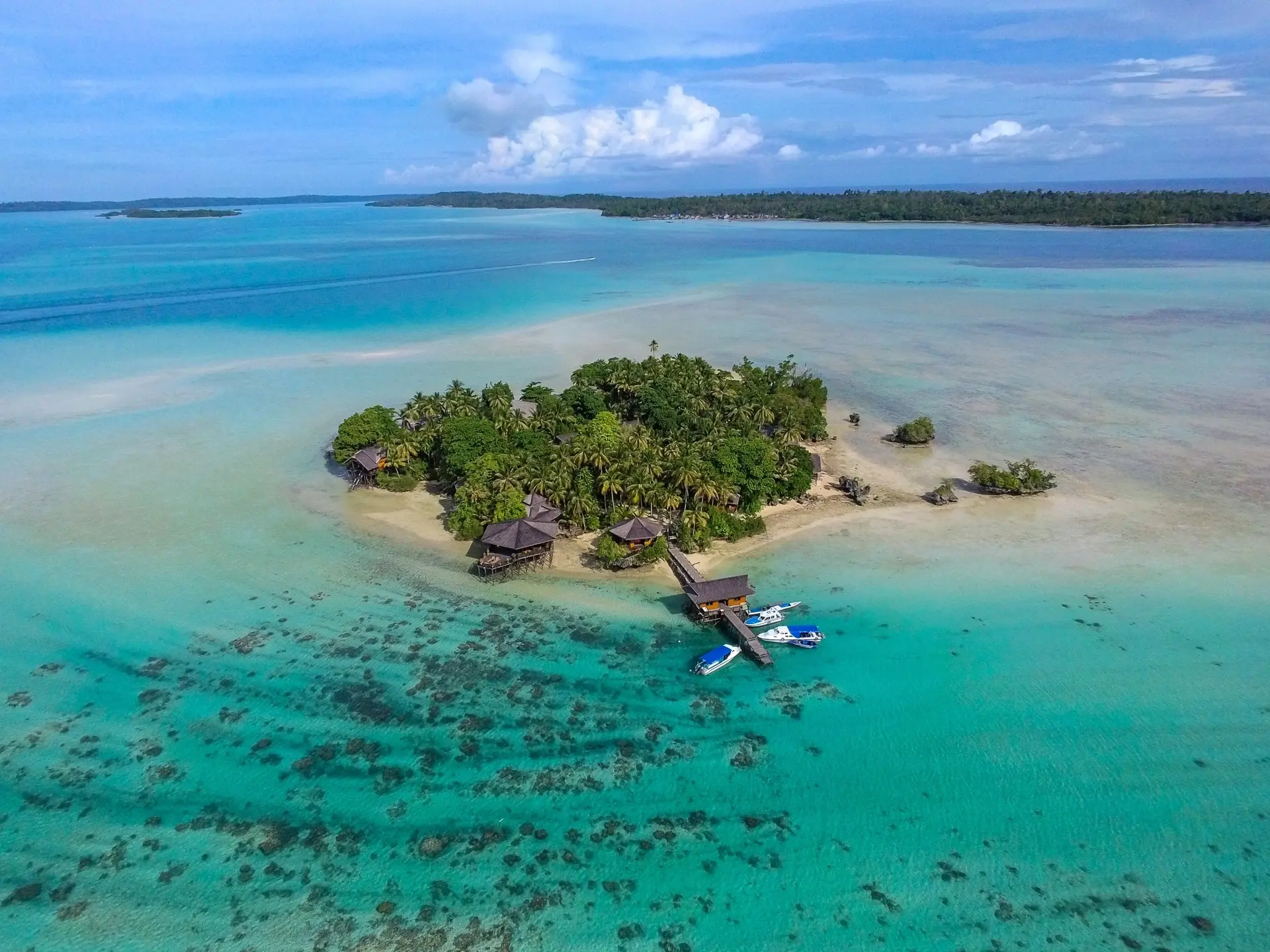 Aerial of Nabucco Island Resort in Maratua, Indonesia