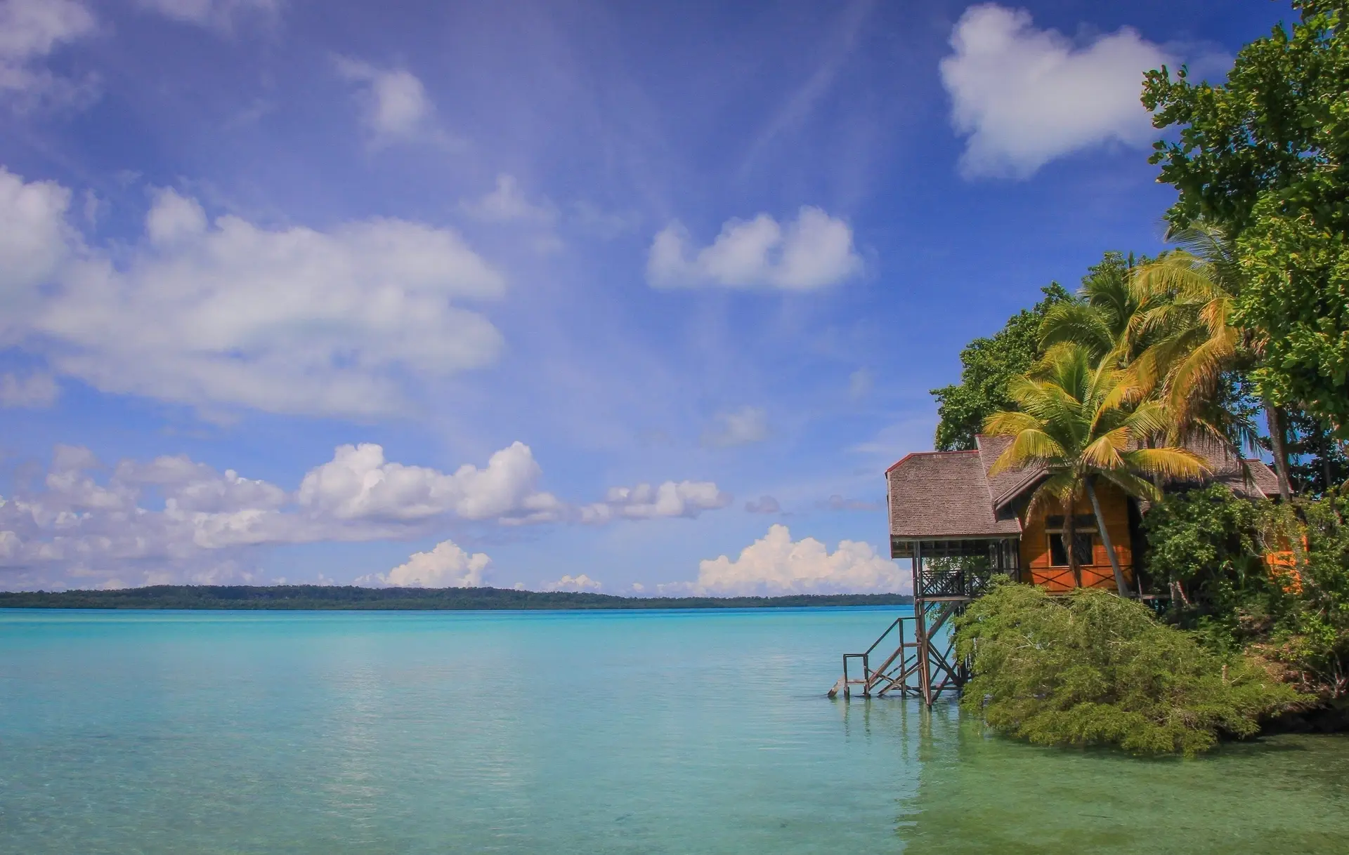 Seafront bungalow at Nabucco Island Resort in Maratua, Indonesia